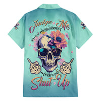Judge Me When You're Perfect Family Matching Off Shoulder Long Sleeve Dress and Hawaiian Shirt - Wonder Print Shop