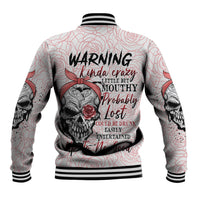 Warning Kinda Crazy Tattooed Girl Rose Baseball Jacket - Wonder Print Shop