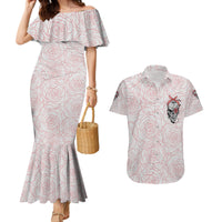 Warning Kinda Crazy Tattooed Girl Rose Couples Matching Mermaid Dress and Hawaiian Shirt - Wonder Print Shop