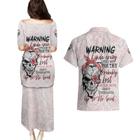 Warning Kinda Crazy Tattooed Girl Rose Couples Matching Puletasi Dress and Hawaiian Shirt - Wonder Print Shop