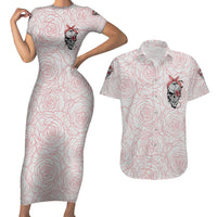Warning Kinda Crazy Tattooed Girl Rose Couples Matching Short Sleeve Bodycon Dress and Hawaiian Shirt - Wonder Print Shop