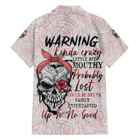 Warning Kinda Crazy Tattooed Girl Rose Family Matching Long Sleeve Bodycon Dress and Hawaiian Shirt - Wonder Print Shop