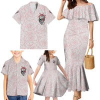 Warning Kinda Crazy Tattooed Girl Rose Family Matching Mermaid Dress and Hawaiian Shirt - Wonder Print Shop