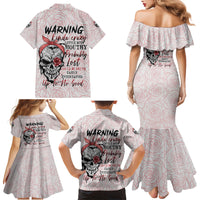 Warning Kinda Crazy Tattooed Girl Rose Family Matching Mermaid Dress and Hawaiian Shirt - Wonder Print Shop