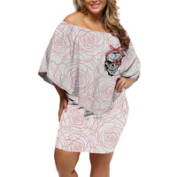 Warning Kinda Crazy Tattooed Girl Rose Family Matching Off Shoulder Short Dress and Hawaiian Shirt - Wonder Print Shop