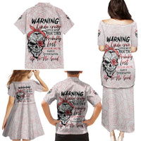 Warning Kinda Crazy Tattooed Girl Rose Family Matching Puletasi Dress and Hawaiian Shirt - Wonder Print Shop