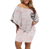 Warning Kinda Crazy Tattooed Girl Rose Off Shoulder Short Dress - Wonder Print Shop