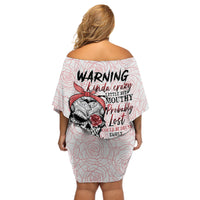 Warning Kinda Crazy Tattooed Girl Rose Off Shoulder Short Dress - Wonder Print Shop