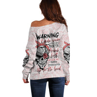 Warning Kinda Crazy Tattooed Girl Rose Off Shoulder Sweater - Wonder Print Shop