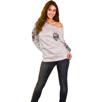 Warning Kinda Crazy Tattooed Girl Rose Off Shoulder Sweater - Wonder Print Shop