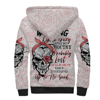 Warning Kinda Crazy Tattooed Girl Rose Sherpa Hoodie - Wonder Print Shop