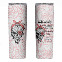 Warning Kinda Crazy Tattooed Girl Rose Skinny Tumbler - Wonder Print Shop