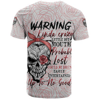 Warning Kinda Crazy Tattooed Girl Rose T Shirt - Wonder Print Shop
