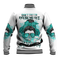Don't Try To Figure Me Out Messy Bun Baseball Jacket - Wonder Print Shop
