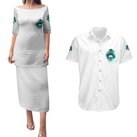 Don't Try To Figure Me Out Messy Bun Couples Matching Puletasi Dress and Hawaiian Shirt - Wonder Print Shop