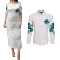 Don't Try To Figure Me Out Messy Bun Couples Matching Puletasi Dress and Long Sleeve Button Shirt - Wonder Print Shop