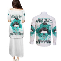 Don't Try To Figure Me Out Messy Bun Couples Matching Puletasi Dress and Long Sleeve Button Shirt - Wonder Print Shop