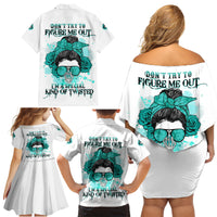 Don't Try To Figure Me Out Messy Bun Family Matching Off Shoulder Short Dress and Hawaiian Shirt - Wonder Print Shop