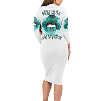 Don't Try To Figure Me Out Messy Bun Long Sleeve Bodycon Dress - Wonder Print Shop