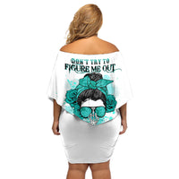 Don't Try To Figure Me Out Messy Bun Off Shoulder Short Dress - Wonder Print Shop