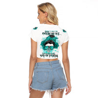 Don't Try To Figure Me Out Messy Bun Raglan Cropped T Shirt - Wonder Print Shop