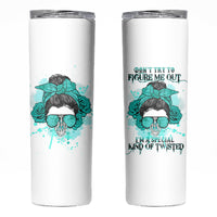 Don't Try To Figure Me Out Messy Bun Skinny Tumbler - Wonder Print Shop