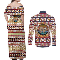 Sloth I'm Not Lazy I'm Energy Efficient Christmas Couples Matching Off Shoulder Maxi Dress and Long Sleeve Button Shirt Xmas Holiday Patterns - Wonder Print Shop