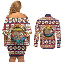 Sloth I'm Not Lazy I'm Energy Efficient Christmas Couples Matching Off Shoulder Short Dress and Long Sleeve Button Shirt Xmas Holiday Patterns - Wonder Print Shop