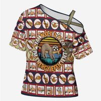 Sloth I'm Not Lazy I'm Energy Efficient Christmas Cross Shoulder Shirt Xmas Holiday Patterns - Wonder Print Shop