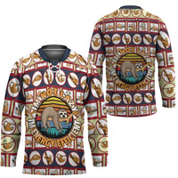 Sloth I'm Not Lazy I'm Energy Efficient Christmas Hockey Jersey Xmas Holiday Patterns - Wonder Print Shop
