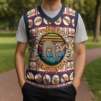 Sloth I'm Not Lazy I'm Energy Efficient Christmas Knitted V-Neck Vest Xmas Holiday Patterns - Wonder Print Shop