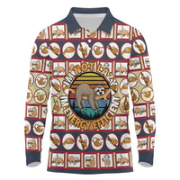 Sloth I'm Not Lazy I'm Energy Efficient Christmas Long Sleeve Polo Shirt Xmas Holiday Patterns - Wonder Print Shop