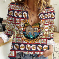 Sloth I'm Not Lazy I'm Energy Efficient Christmas Women Casual Shirt Xmas Holiday Patterns - Wonder Print Shop