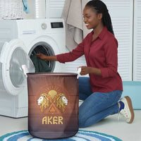 Aker Laundry Basket Ancient Egyptian Sunset Gradient, Twin Lion Guardians, and Solar Disc - Wonder Print Shop