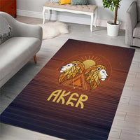 Aker Area Rug Ancient Egyptian Sunset Gradient, Twin Lion Guardians, and Solar Disc - Wonder Print Shop