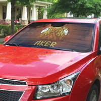 Aker Auto Sun Shade Ancient Egyptian Sunset Gradient, Twin Lion Guardians, and Solar Disc - Wonder Print Shop