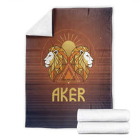 Aker Blanket Ancient Egyptian Sunset Gradient, Twin Lion Guardians, and Solar Disc - Wonder Print Shop
