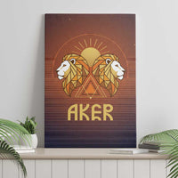 Aker Canvas Wall Art Ancient Egyptian Sunset Gradient, Twin Lion Guardians, and Solar Disc - Wonder Print Shop