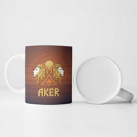 Aker Ceramic Mug Ancient Egyptian Sunset Gradient, Twin Lion Guardians, and Solar Disc - Wonder Print Shop