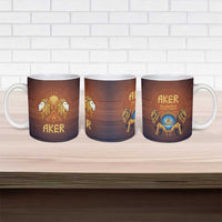 Aker Ceramic Mug Ancient Egyptian Sunset Gradient, Twin Lion Guardians, and Solar Disc - Wonder Print Shop