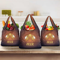 Aker Grocery Bag Ancient Egyptian Sunset Gradient, Twin Lion Guardians, and Solar Disc - Wonder Print Shop