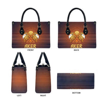 Aker Leather Bag Ancient Egyptian Sunset Gradient, Twin Lion Guardians, and Solar Disc - Wonder Print Shop