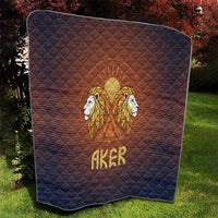 Aker Quilt Ancient Egyptian Sunset Gradient, Twin Lion Guardians, and Solar Disc - Wonder Print Shop