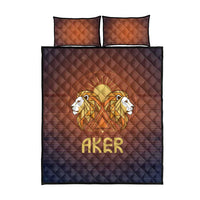 Aker Quilt Bed Set Ancient Egyptian Sunset Gradient, Twin Lion Guardians, and Solar Disc - Wonder Print Shop