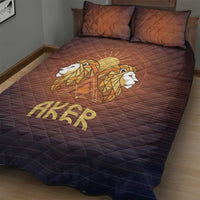 Aker Quilt Bed Set Ancient Egyptian Sunset Gradient, Twin Lion Guardians, and Solar Disc - Wonder Print Shop