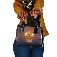 Aker Shoulder Handbag Ancient Egyptian Sunset Gradient, Twin Lion Guardians, and Solar Disc - Wonder Print Shop