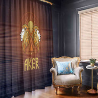 Aker Window Curtain Ancient Egyptian Sunset Gradient, Twin Lion Guardians, and Solar Disc - Wonder Print Shop