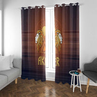 Aker Window Curtain Ancient Egyptian Sunset Gradient, Twin Lion Guardians, and Solar Disc - Wonder Print Shop