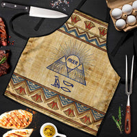 Aker Ancient Egyptian Apron with Hieroglyphic Pattern, Pyramid Symbol, and Twin Lion Guardians Motif - Wonder Print Shop