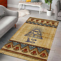 Aker Ancient Egyptian Area Rug with Hieroglyphic Pattern, Pyramid Symbol, and Twin Lion Guardians Motif - Wonder Print Shop